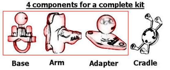 Ram Mount Fork Stem Mount Kit with Diamond Base Adapter RAM-B-176 - Image 7
