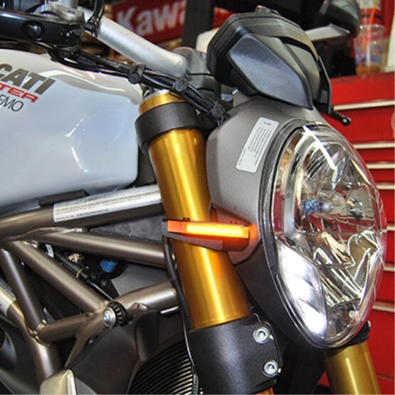 New Rage Cycles Front LED Turn Signals Black Fits 2015 Ducati Monster 821 - Image 4