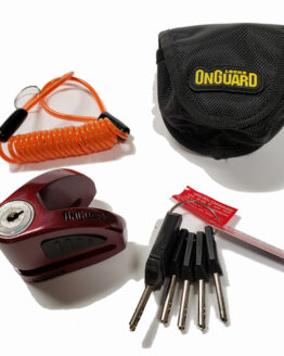 On Guard Locks Boxer Disc Lock Red - 10mm Pin with Pouch & Reminder
