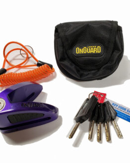 On Guard Locks Boxer Disc Lock Purple - 10mm Pin with Pouch & Reminder