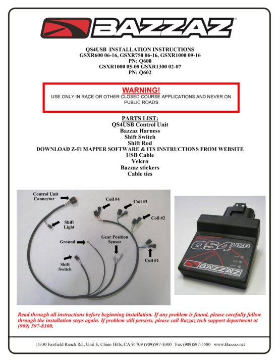 QS4-USB Stand Alone Quick Shift GP Pattern Fits 06-21 GSXR600/750 09-16 GSXR1000 - Image 3
