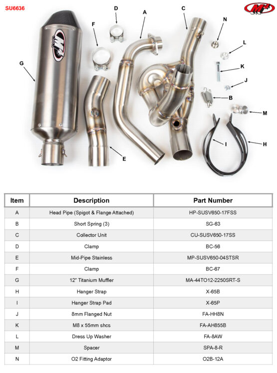 Standard Mount Full Exhaust w/ Titanium Muffler & Stainless Tubing - Image 5