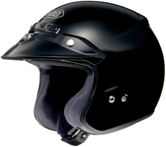 RJ Platinum R Solid Black 3/4 Open-Face Motorcycle Helmet X-Large