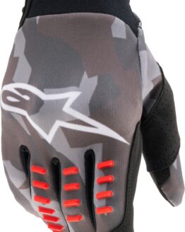 Alpinestars SMX-E Gloves Grey Camo Fluorescent Red Small