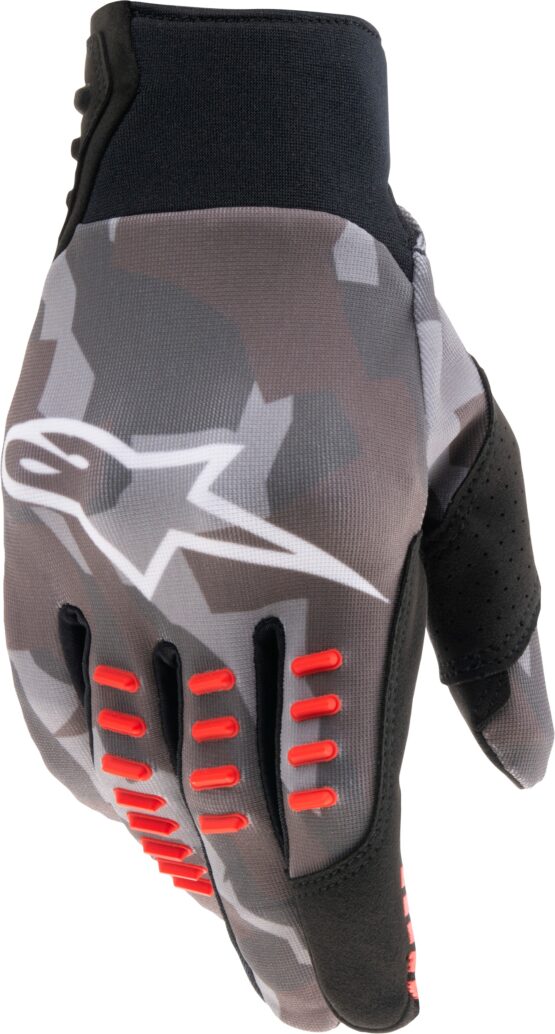 Alpinestars SMX-E Gloves Grey Camo Fluorescent Red Small