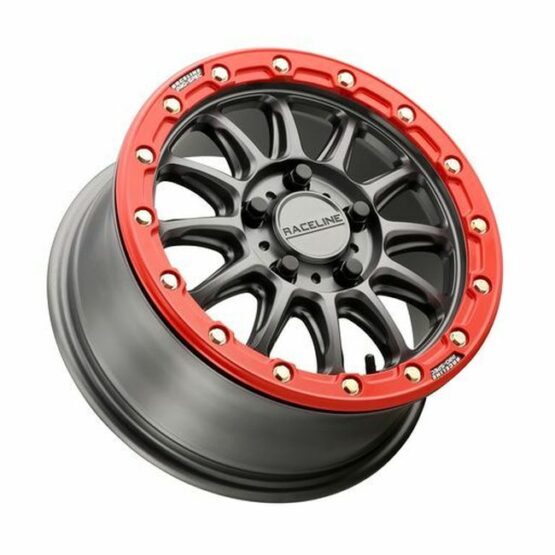 Raceline Alpha Beadlock 15x7 Gunmetal/Red 5x114.3 +25 For Polaris RZR Pro R - Image 2