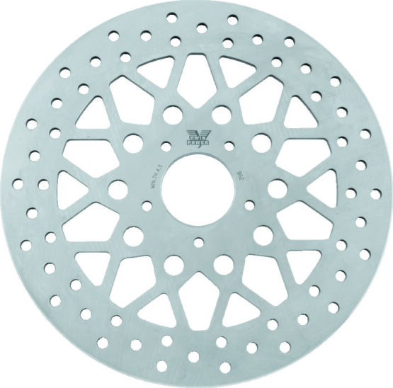 TwinPower Front Brake Rotor Mesh Stainless 11.8in For 08-17 Harley FLH FLT Dyna