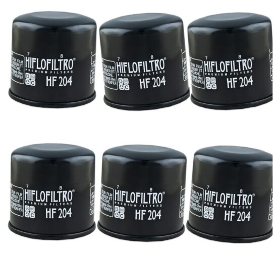 HF204 Oil Filter - Black - 6 Pack