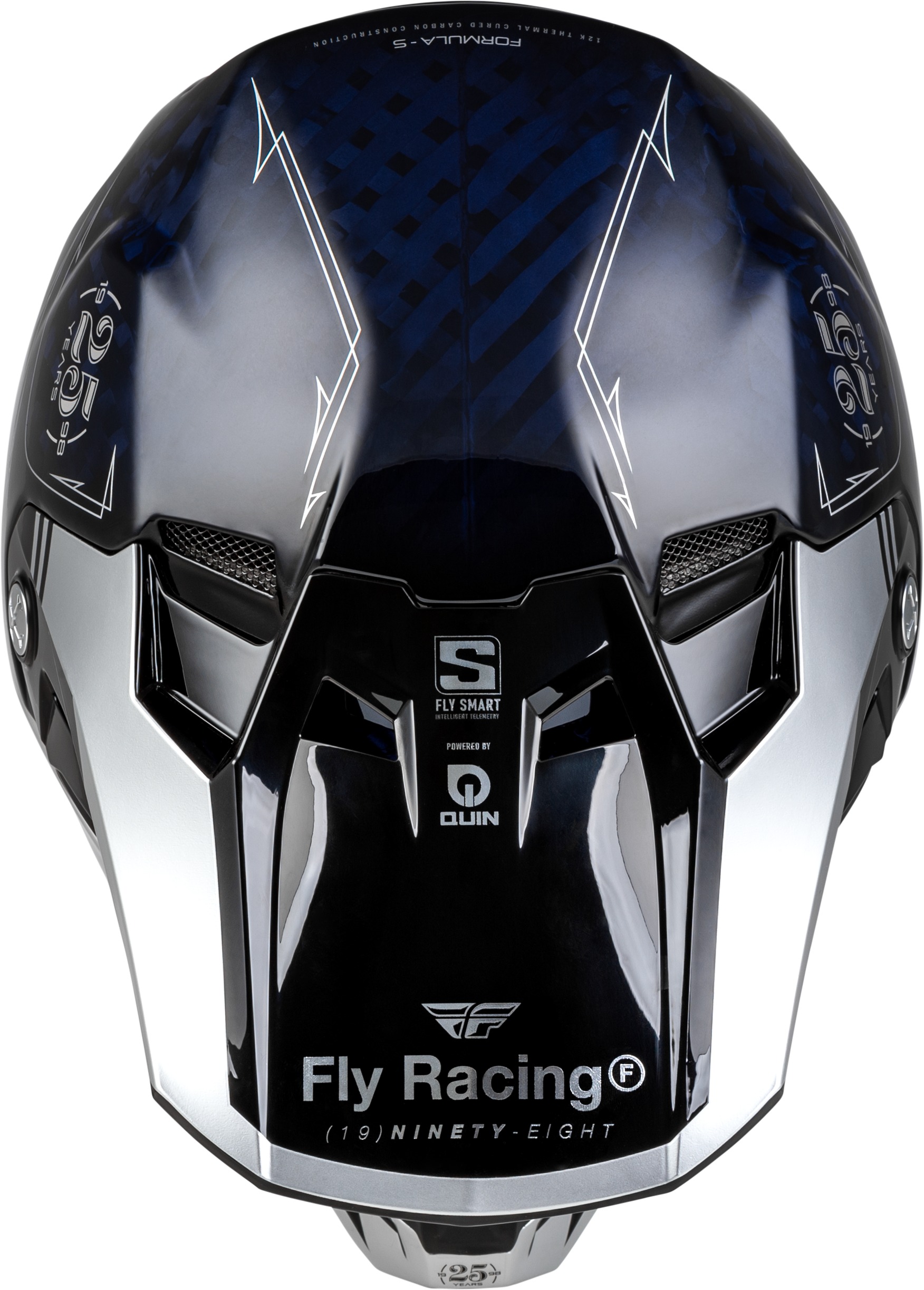 Fly Racing Youth Formula S Carbon Legacy Helmet Navy/Silver Large - Image 3