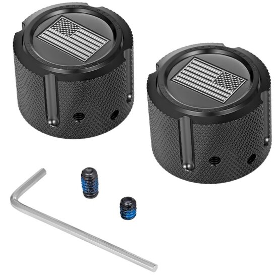 Figurati Designs Front Axle Nut Covers Black American Flag Harley-Davidson