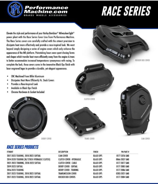 Performance Machine Race Series Cam Cover Black Ops For Harley-Davidson - Image 2