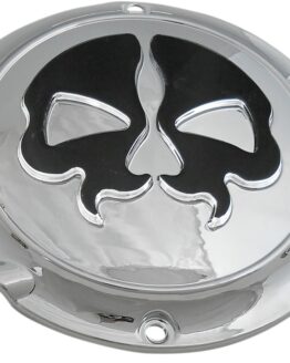Drag Specialties Split Skull Derby Cover 5-Hole Black/Chrome For Harley XL