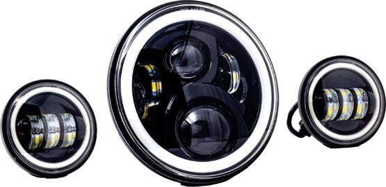 Letric 7" Black LED Headlight Kit with Halo and Mount Adapter