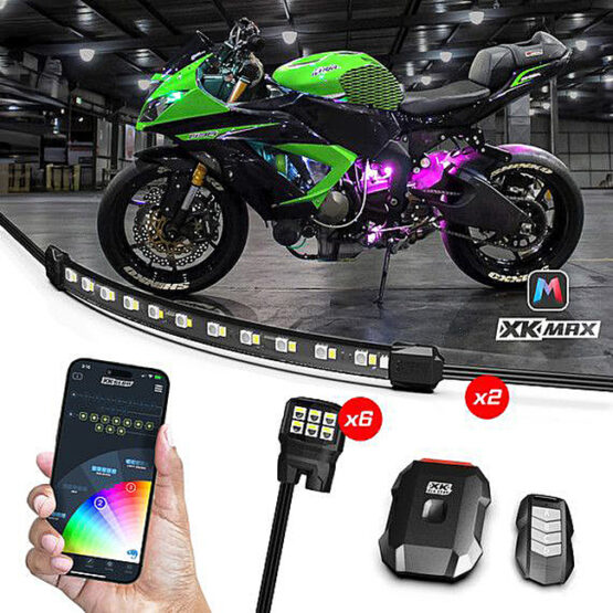 XKGLOW XKmax RGBW 8pc Addressable Motorcycle Underglow Light Kit
