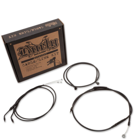 Burly Extended Black Control Cable Kit 8" Bars Fits 2007-2021 Harley XL