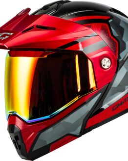 GMAX MD-74 Striker Modular Helmet 2X Black/Grey/Red Mirror Red
