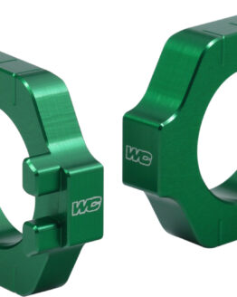 Works Connection Elite Axle Blocks Green Kawasaki Suzuki