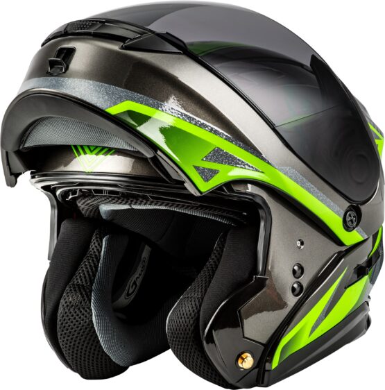 GMAX MD-01 Volta Modular Helmet Black/Silver/Green XL - Image 5