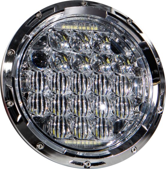 HardDrive LED Headlight 7in 90W Chrome 3500/2400 Lumens
