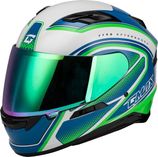 GMAX FF-98 Aftershock Helmet White/Neon Green Small