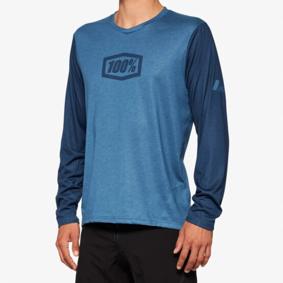 100% Airmatic Men's Long Sleeve Jersey - Slate Blue, Large - Image 2