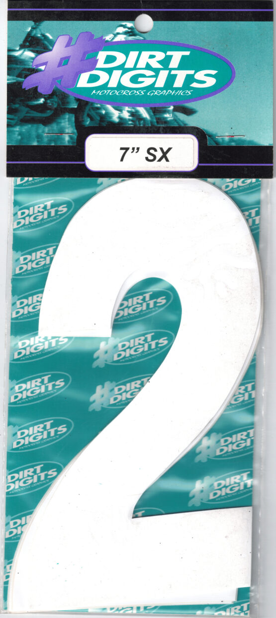 #2 7" Tall White "SX" Stick-On Race Numbers - 3 Pack - Image 2