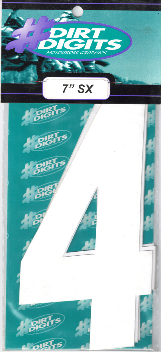 #4 7" Tall White "SX" Stick-On Race Numbers - 3 Pack - Image 2