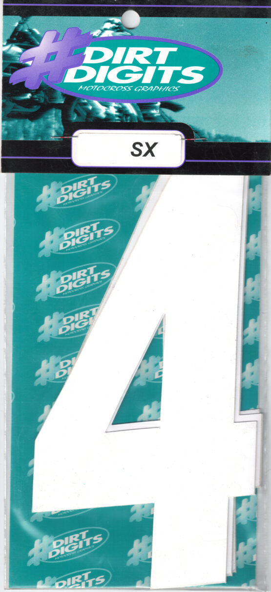 #4 5" Tall White "SX" Stick-On Race Numbers - 3 Pack - Image 2