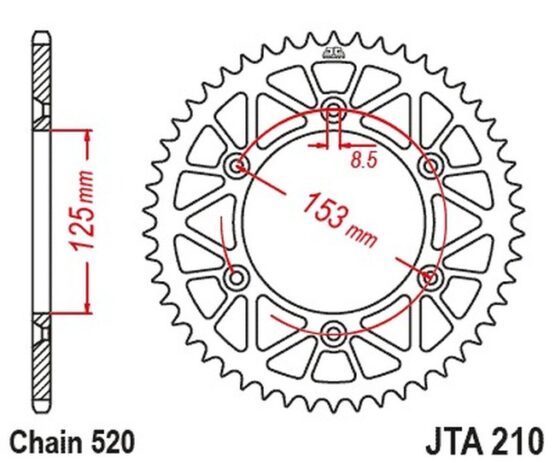 Black Aluminum Rear Sprocket - 44 Tooth 520 - Image 2