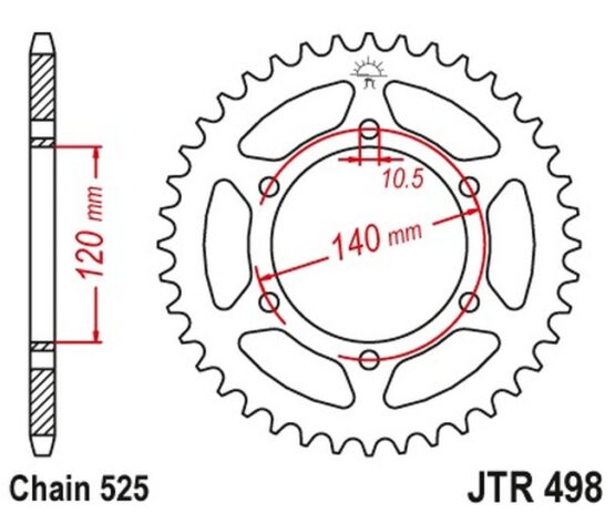 Steel Rear Sprocket - 46 Teeth 525 - Image 2