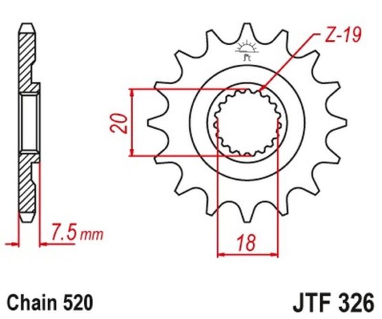 Front Countershaft Sprocket 12T 520 - Image 2