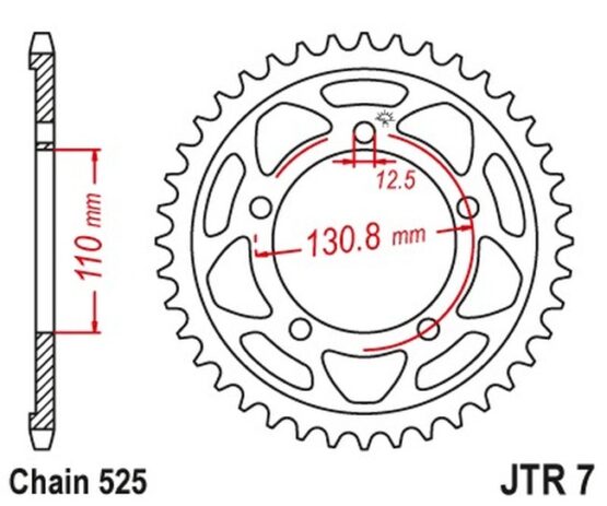 Steel Rear Sprocket - 45 Teeth 525 - Image 2