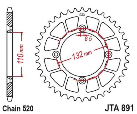 Black Aluminum Rear Sprocket - 48 Teeth 520 Pitch - Image 2
