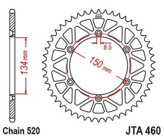 Black Aluminum Rear Sprocket - 49 Teeth 520 Pitch - Image 2
