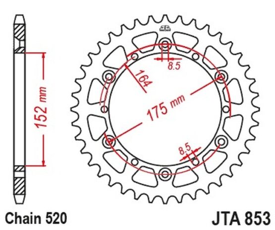 Black Aluminum Rear Sprocket - 40 Teeth 520 Pitch - Image 2