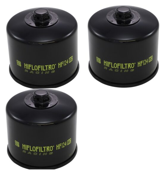 HifloFiltro Racing Oil Filter HF124RC - Replaces 16097-0009 For Kawasaki H2/H2R - 3 Pack