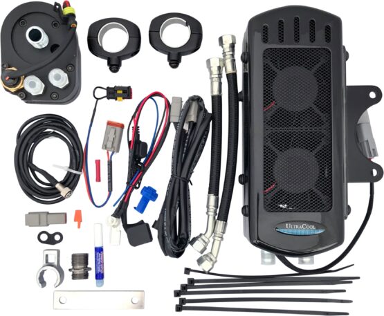 UltraCool SMT-2G Side Mount Oil Cooler Kit Gloss Black For Harley Touring 09-16