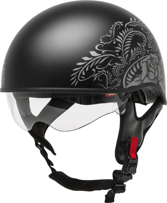 GMAX HH-65 Half Helmet Rose Naked Matte Black/Silver XS - Image 6