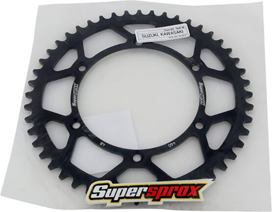 Supersprox Steel Rear Sprocket 48T Black Fits 82-17 Kawasaki Suzuki - Image 4