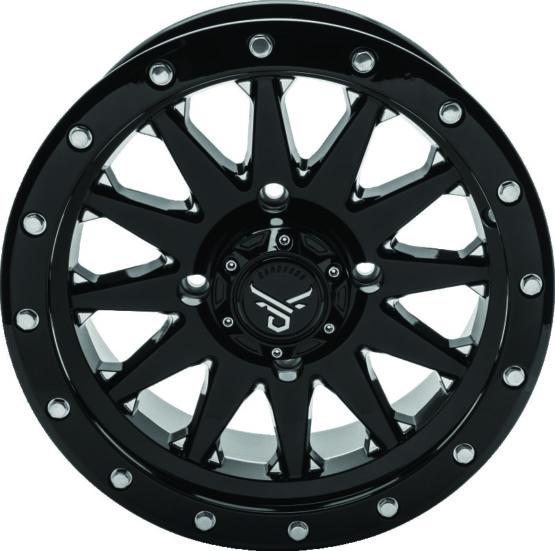 QuadBoss Wagon Wheel 14x7 4+3 4/156 Milled Black