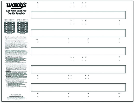 2.86" Pitch Quiet Pad 2-Ply Stud Template