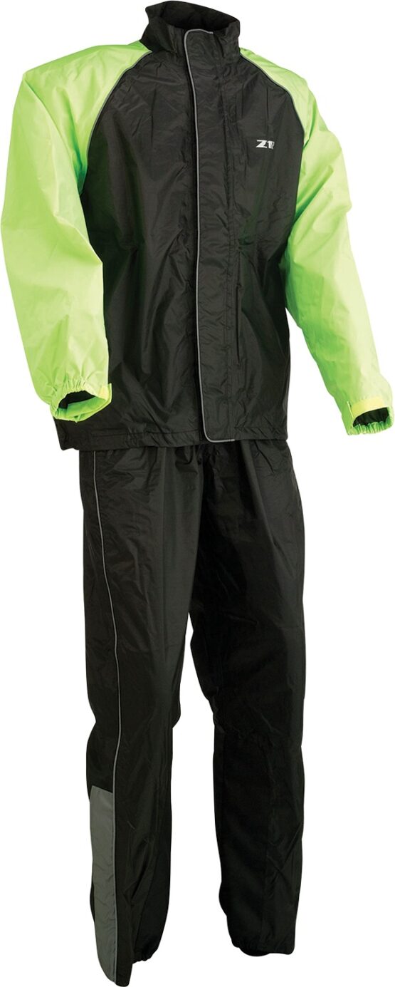 Z1R 2-Piece Rain Suit Black/Hi-Vis XL Waterproof Motorcycle Gear