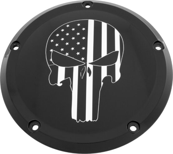 Custom Engraving 7 TC Punisher Derby Cover Black For Harley Davidson