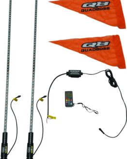 Dual 4Ft Clear LED Lighted Whips w/ Flags - BT Control, 300 Colors, w/ Chase