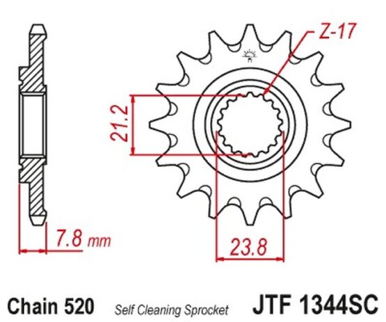 Front Steel Countershaft Sprocket Self Cleaning - 14 Tooth 520 - Image 3