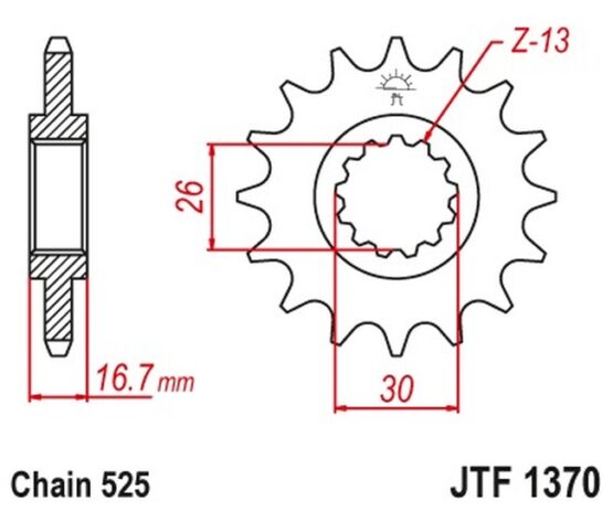 Front Steel Countershaft Sprocket - 14 Tooth 525 - Image 2