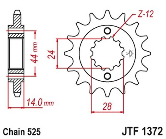 Front Steel Countershaft Sprocket - 17 Tooth 525 - Image 3