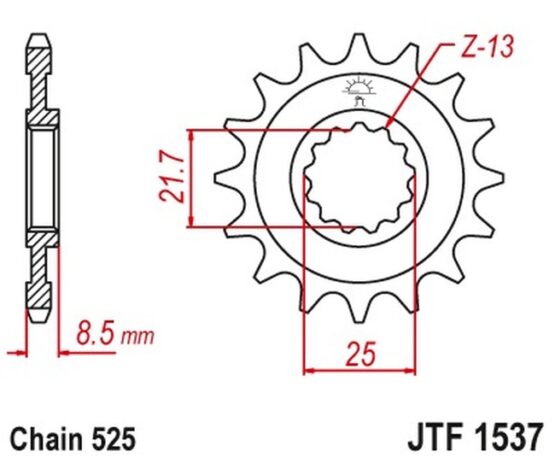 Front Steel Countershaft Sprocket - 15 Tooth 525 - Image 3