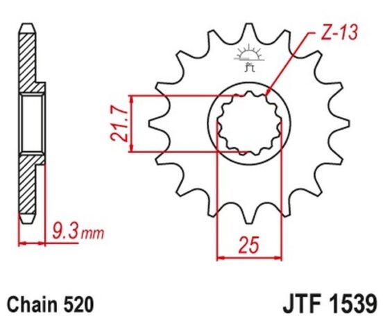 Front Steel Countershaft Sprocket - 15 Tooth 520 - Image 3