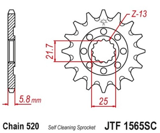 Front Steel Countershaft Sprocket Self Cleaning - 13 Tooth 520 - Image 3